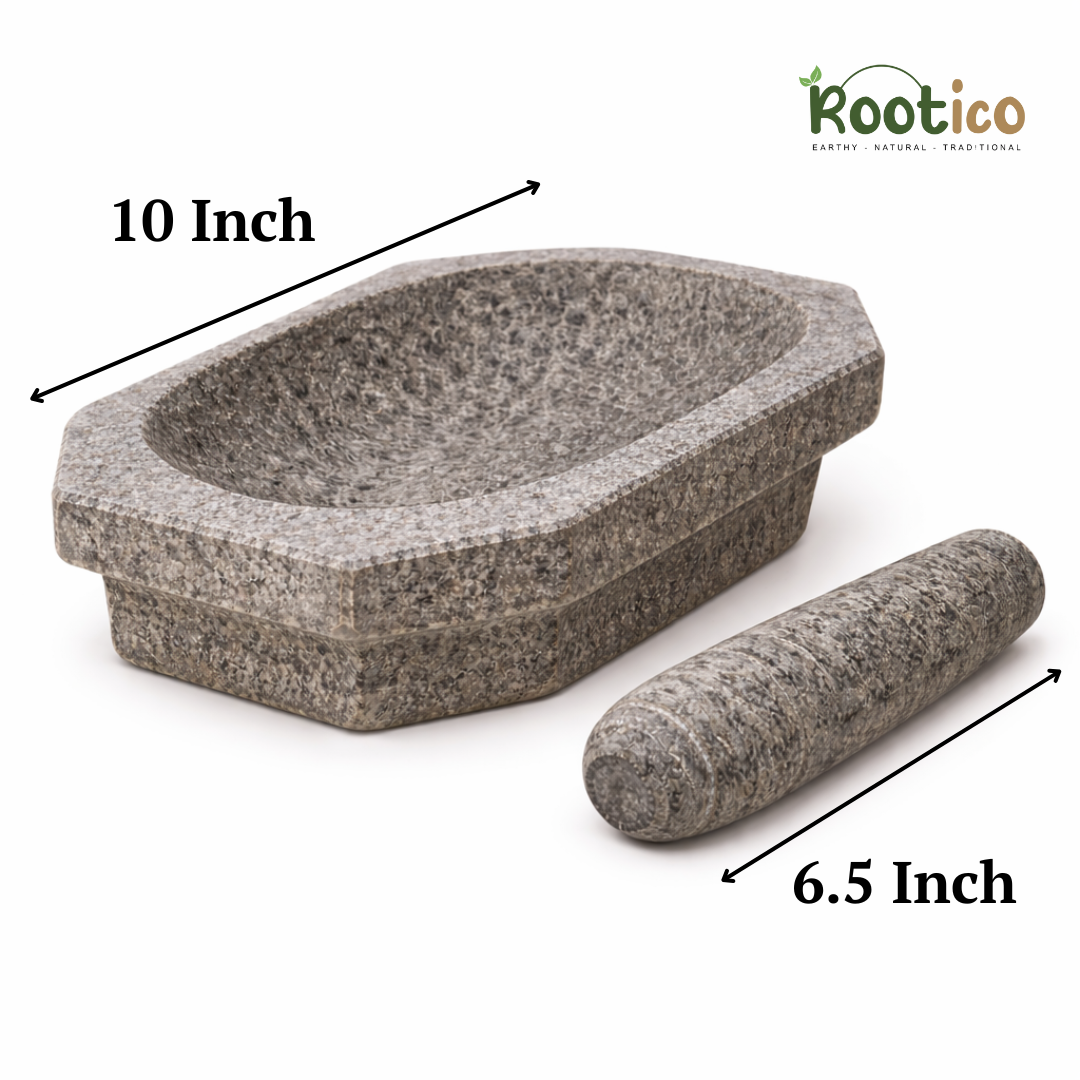 ROOTICO 10-Inch Kalvam Stone grinder for Spices & Herbs