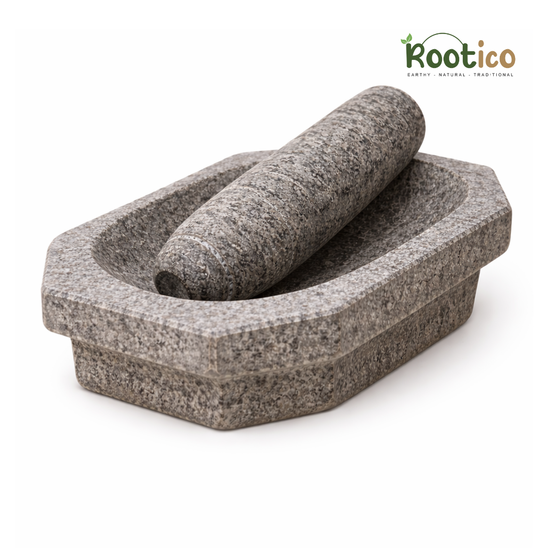 ROOTICO 10-Inch Kalvam Stone grinder for Spices & Herbs