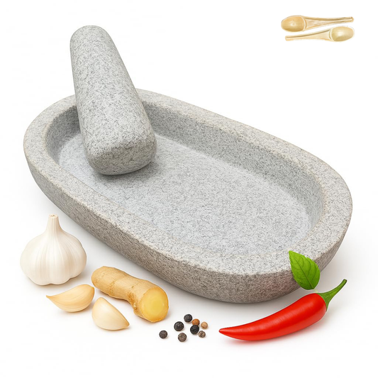 9-Inch Kalvam Stone Grinder for Spices & Herbs – Traditional Ammi Kutty, Khalbatta, Kharal – Natural Mortar and Pestle Stoneware Masher for Kitchen Use