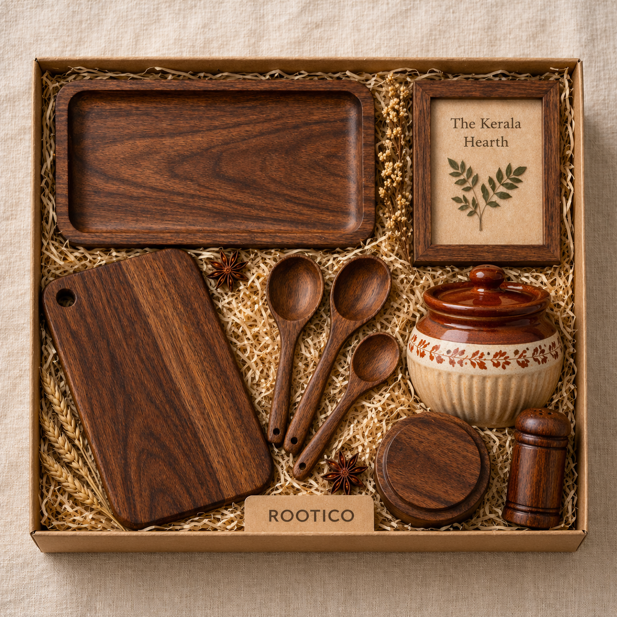The Kerala Hearth – Premium Wooden Kitchen & Home Gift Box