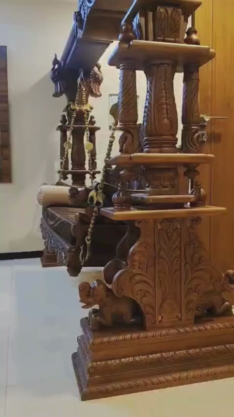 Rootico Wooden Swing for Balcony with Stand | Handcrafted Solid Wood Swing for Outdoor, Garden, Living Room & Porch | Custom-Made Adult Swing – Pre-Order Exclusive